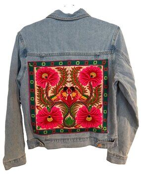 Awesome Unique Embroidered Jean Jacket Sz M Excellent Dazedwaves Boho Hippie